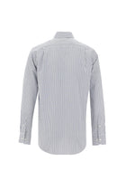 Açık Lacivert Uzun Kol Regular Fit Çizgili Pamuk Gömlek