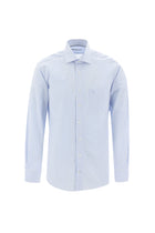 Açık Mavi Uzun Kol Regular Fit Çizgili Pamuk Gömlek