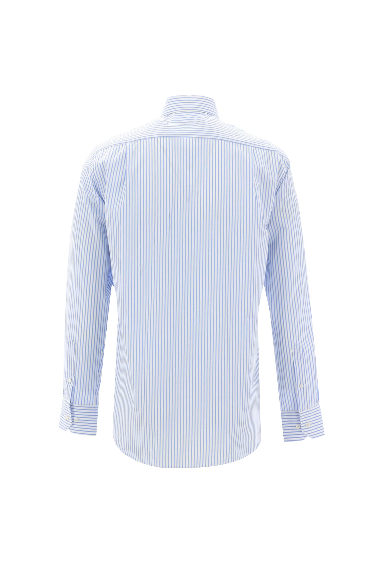 Açık Mavi Uzun Kol Regular Fit Çizgili Pamuk Gömlek