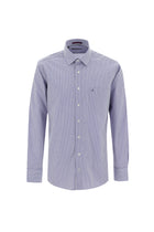 Açık Lacivert Uzun Kol Regular Fit Çizgili Pamuk Gömlek