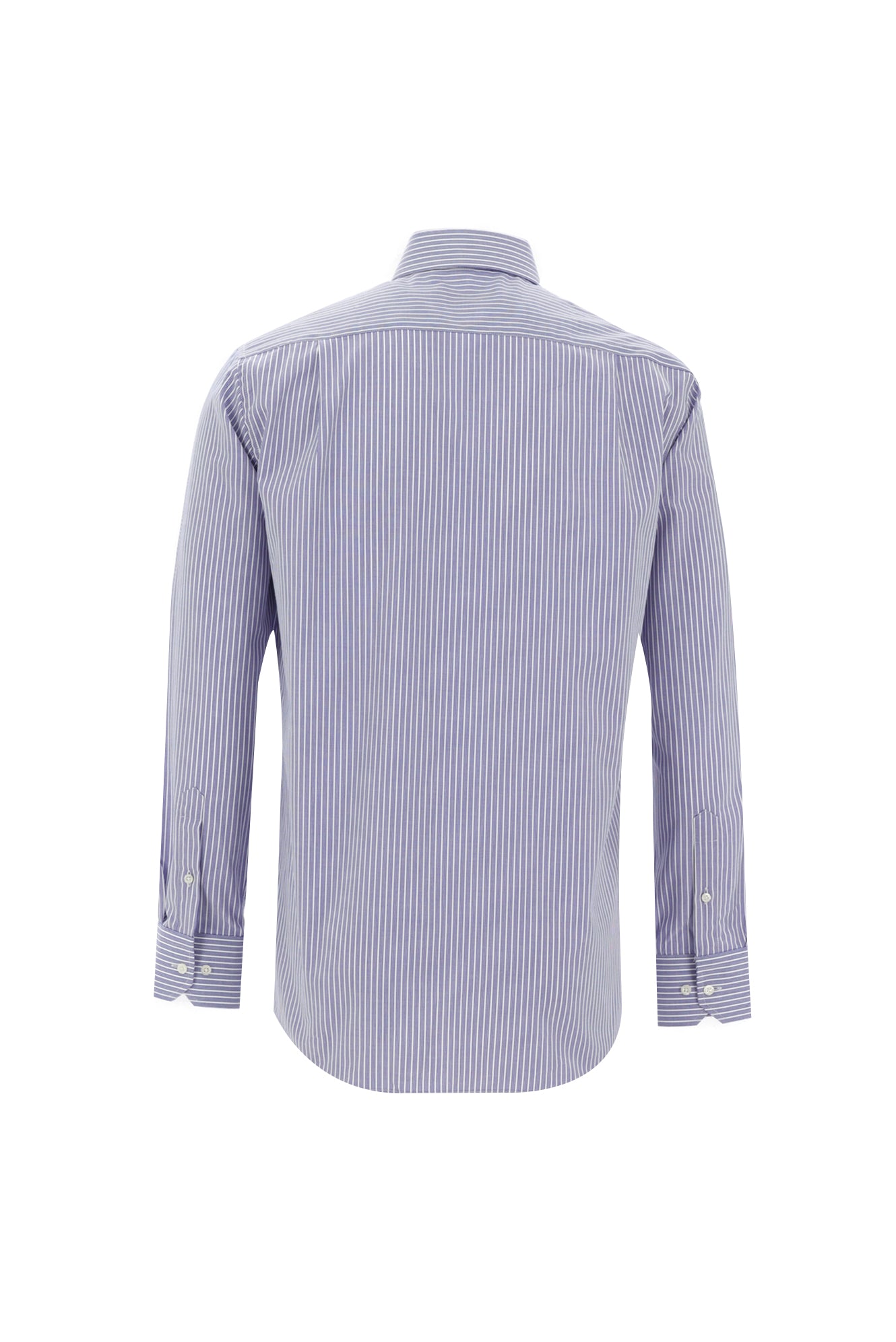 Açık Lacivert Uzun Kol Regular Fit Çizgili Pamuk Gömlek