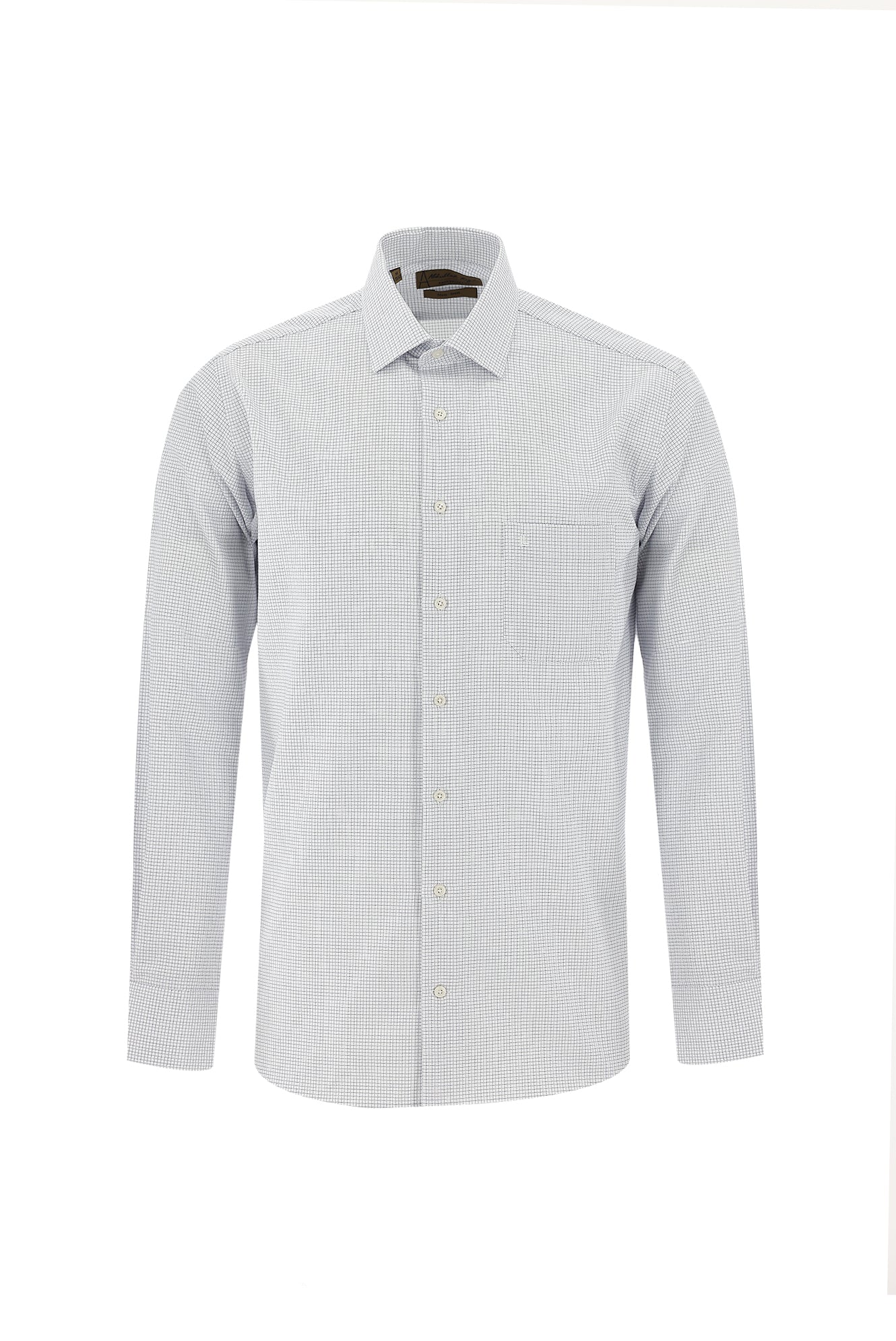 Beyaz Uzun Kol Regular Fit Desenli Pamuk Gömlek