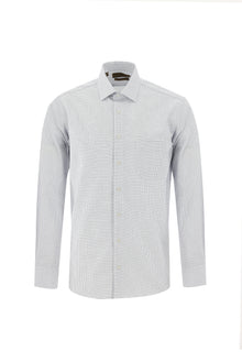 Beyaz Uzun Kol Regular Fit Desenli Pamuk Gömlek