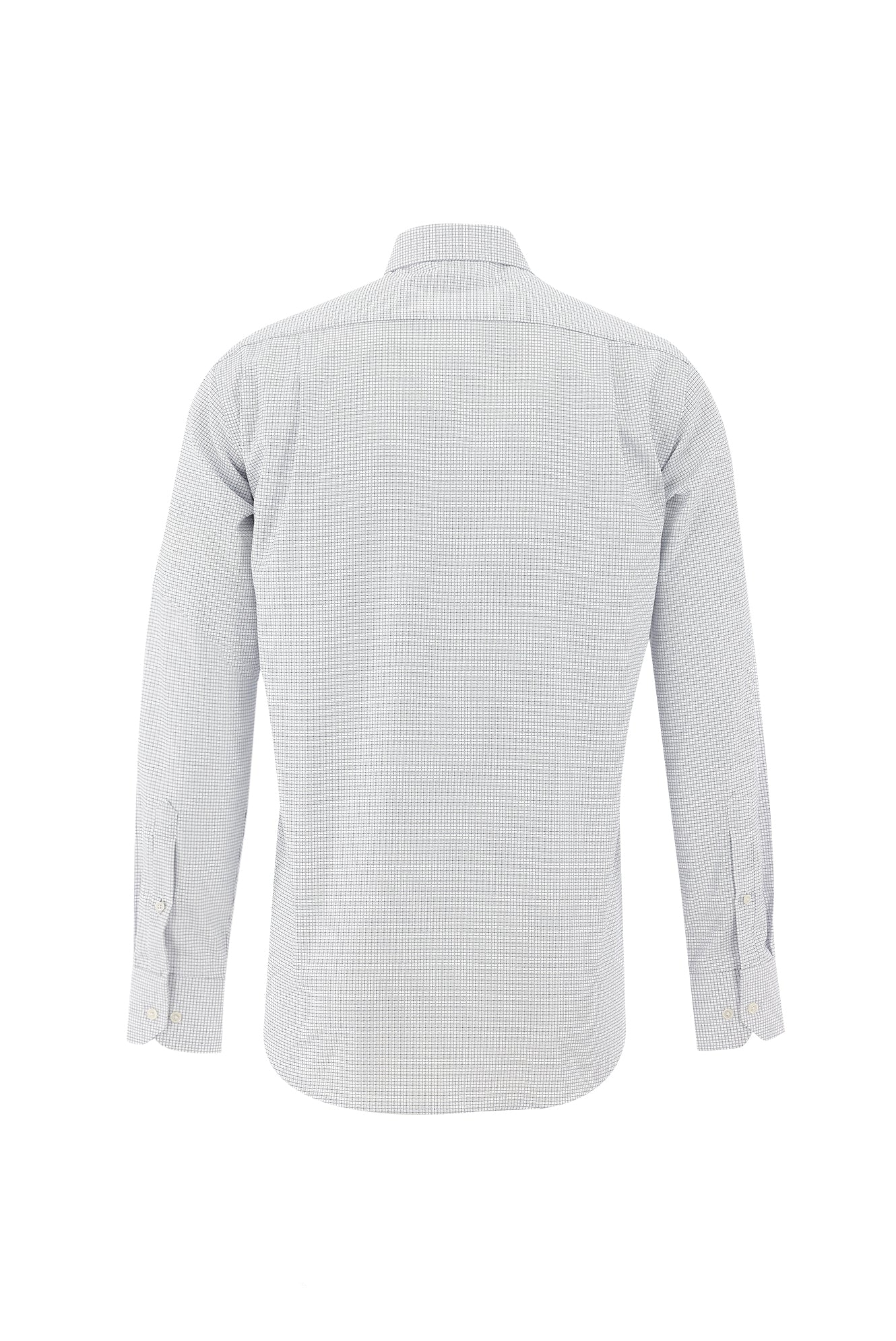 Beyaz Uzun Kol Regular Fit Desenli Pamuk Gömlek