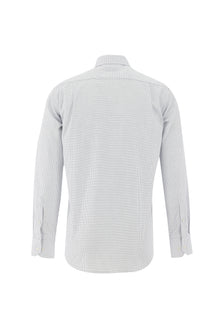 Beyaz Uzun Kol Regular Fit Desenli Pamuk Gömlek