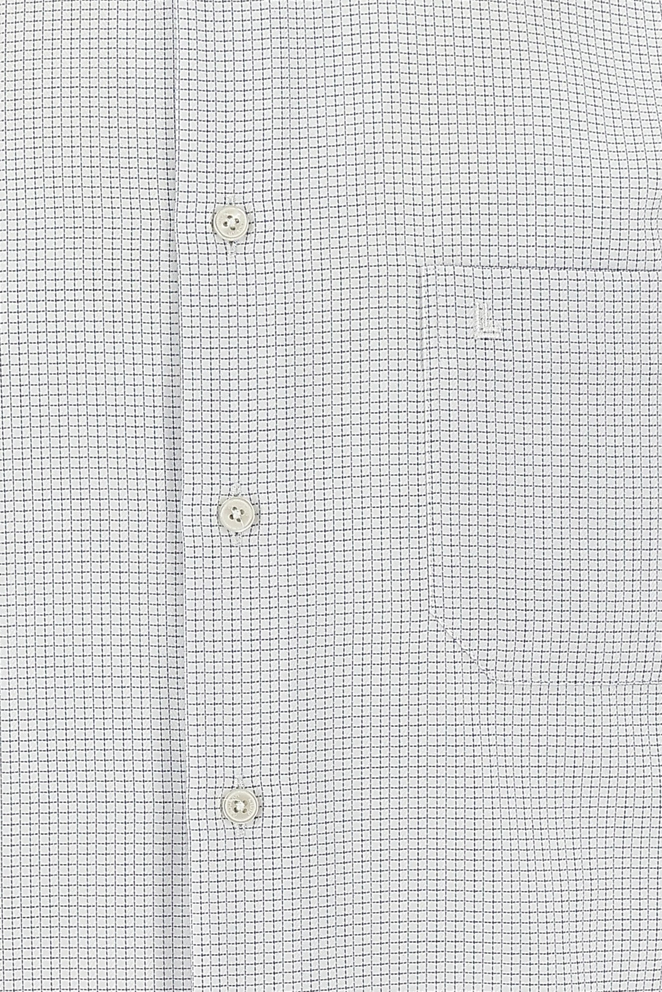 Beyaz Uzun Kol Regular Fit Desenli Pamuk Gömlek