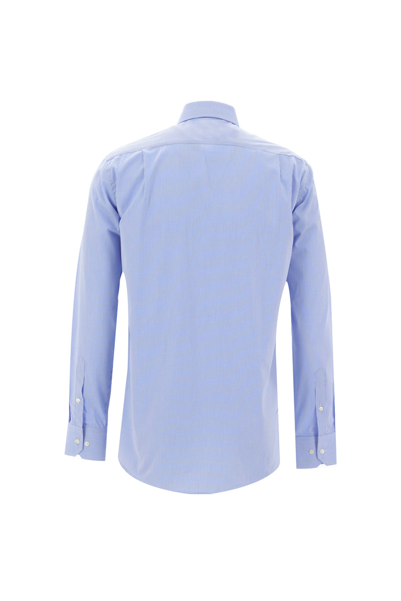Açık Mavi Uzun Kol Regular Fit Desenli Pamuk Gömlek