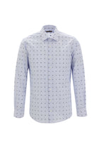 Koyu Mavi  Uzun Kol Slim Fit Dar Kesim Desenli Pamuk Gömlek