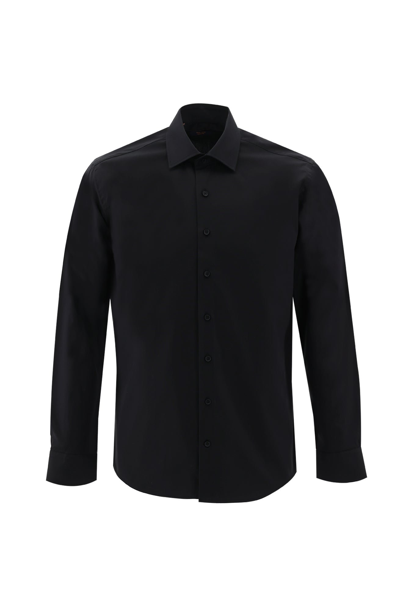 Siyah Uzun Kol Slim Fit Dar Kesim Non Iron Saten Pamuk Gömlek