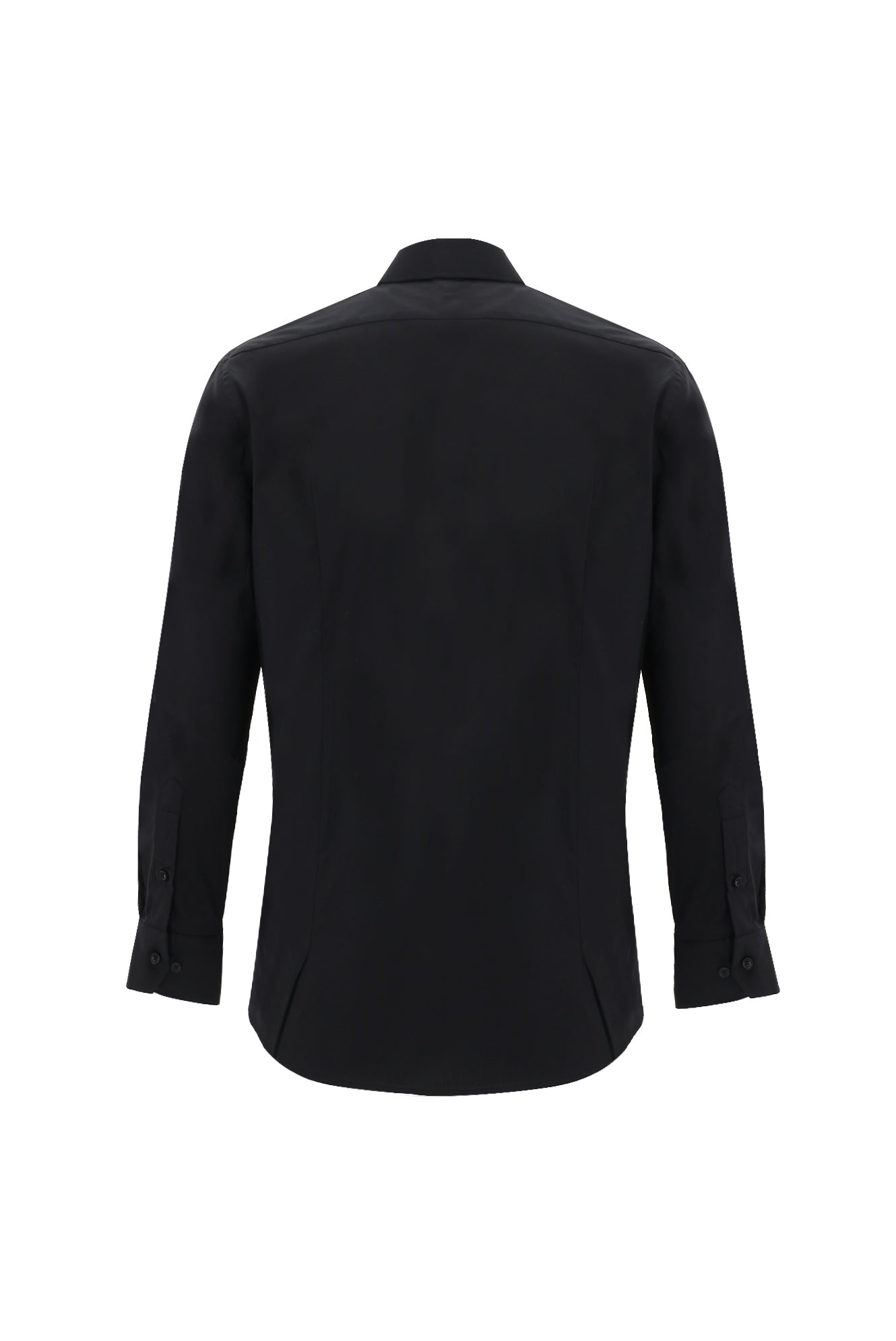 Siyah Uzun Kol Slim Fit Dar Kesim Non Iron Saten Pamuk Gömlek