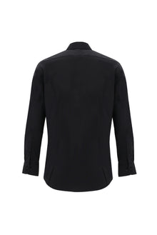 Siyah Uzun Kol Slim Fit Dar Kesim Non Iron Saten Pamuk Gömlek