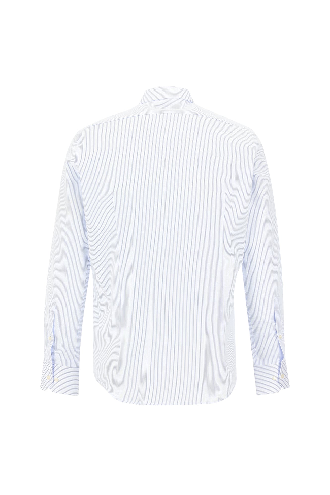 Uçuk Mavi Uzun Kol Slim Fit Çizgili Spor Pamuk Gömlek