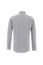 Siyah Uzun Kol Slim Fit Dar Kesim Klasik Çizgili Pamuk Gömlek