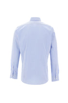 Açık Mavi Uzun Kol Slim Fit Dar Kesim Klasik Çizgili Pamuk Gömlek