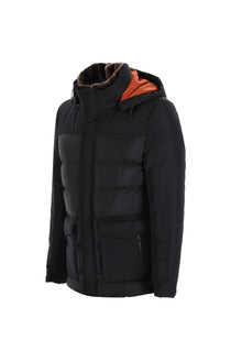 Siyah Kapüşonlu Şişme Mont