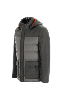 Orta Gri Kapüşonlu Şişme Mont