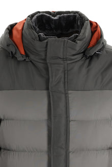 Orta Gri Kapüşonlu Şişme Mont