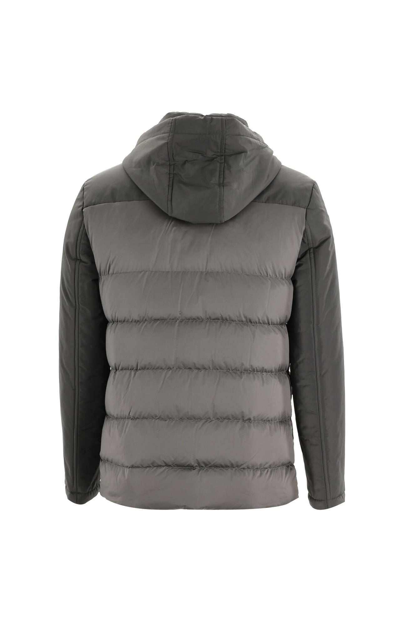 Orta Gri Kapüşonlu Şişme Mont