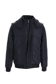 Koyu Lacivert Kapüşonlu Spor Mont