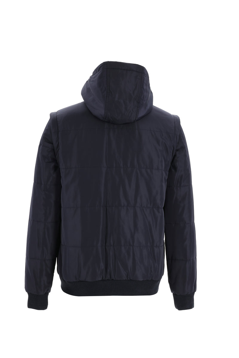 Koyu Lacivert Kapüşonlu Spor Mont