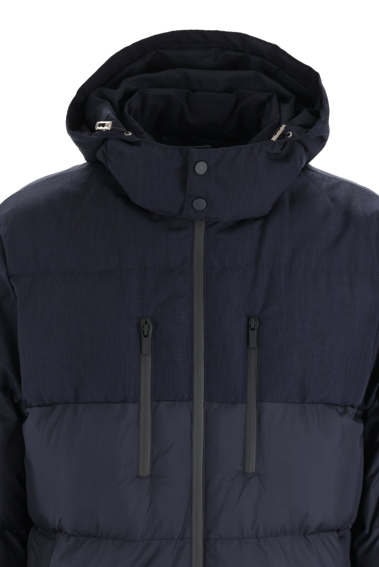 Orta Lacivert Slim Fit Dar Kesim Kapü?onlu ?i?me Kaban-Abdullah Ki??l?