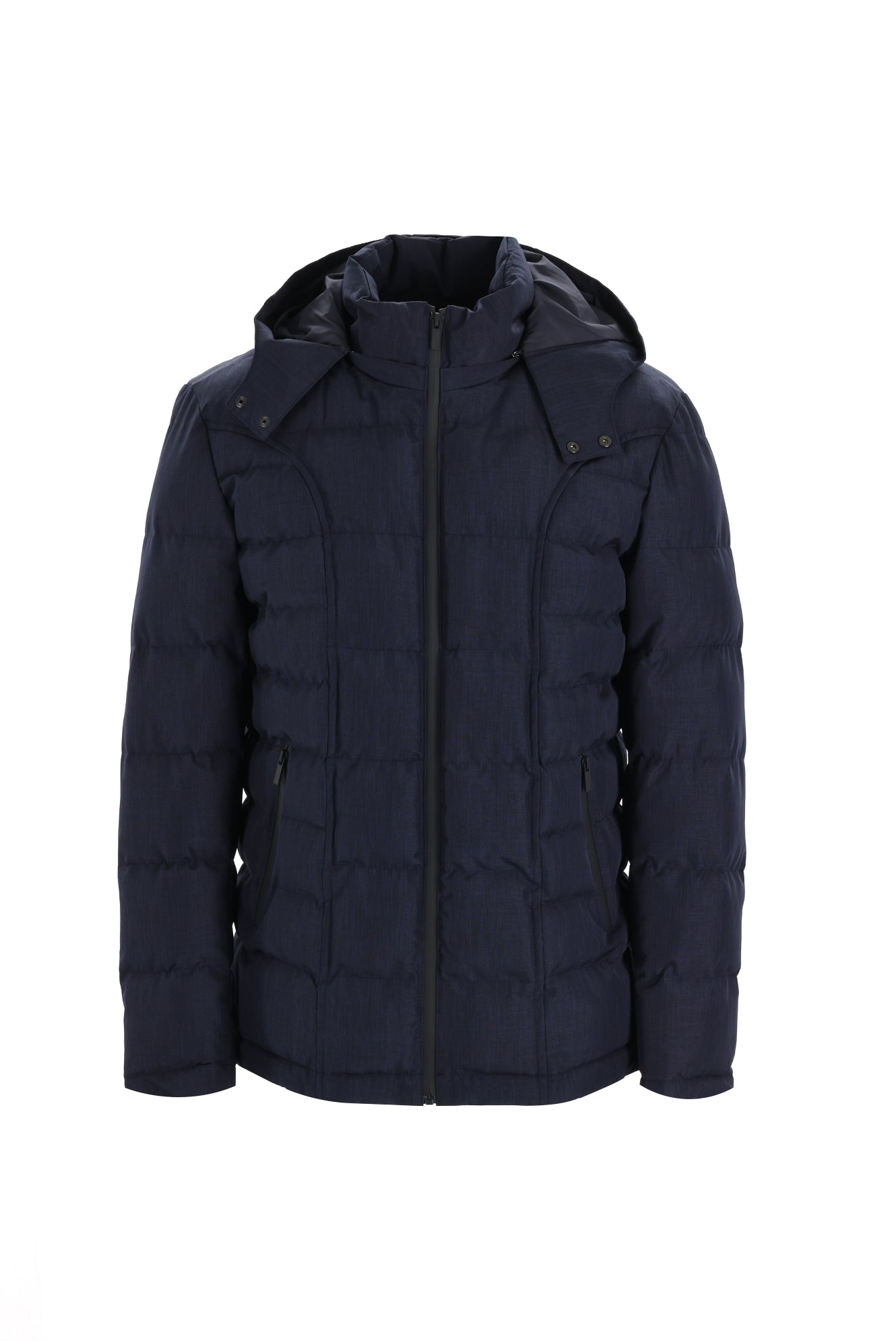 Orta Lacivert Slim Fit Dar Kesim Kapü?onlu ?i?me Mont-Abdullah Ki??l?