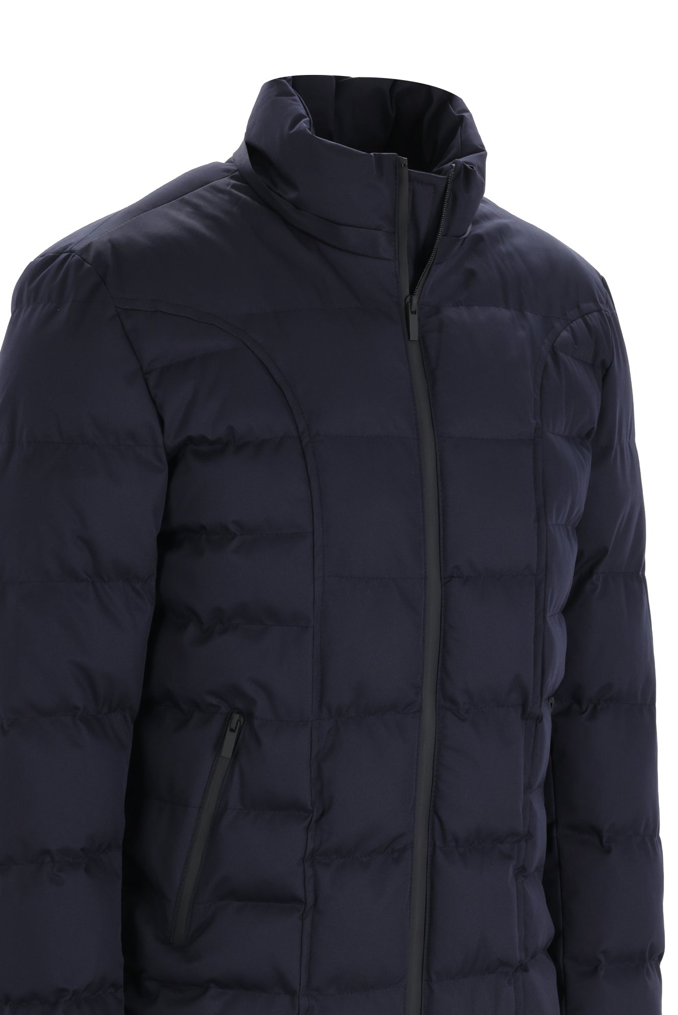 Koyu Lacivert Slim Fit Dar Kesim Kapüşonlu Şişme Mont