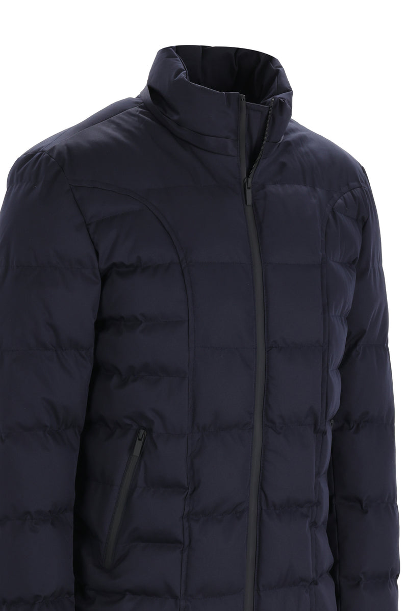 Koyu Lacivert Slim Fit Dar Kesim Kapüşonlu Şişme Mont