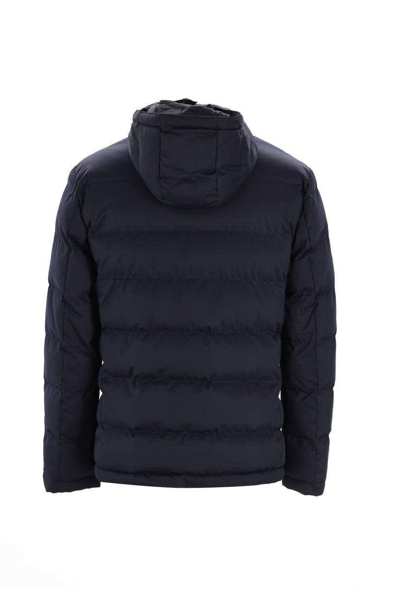 Koyu Lacivert Slim Fit Dar Kesim Kapüşonlu Şişme Mont