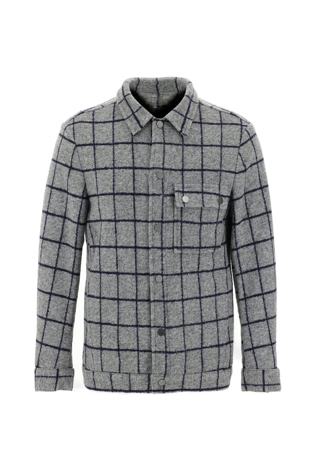 Orta Gri Slim Fit Dar Kesim Yünlü Shacket Gömlek / Mont-Abdullah Ki??l?