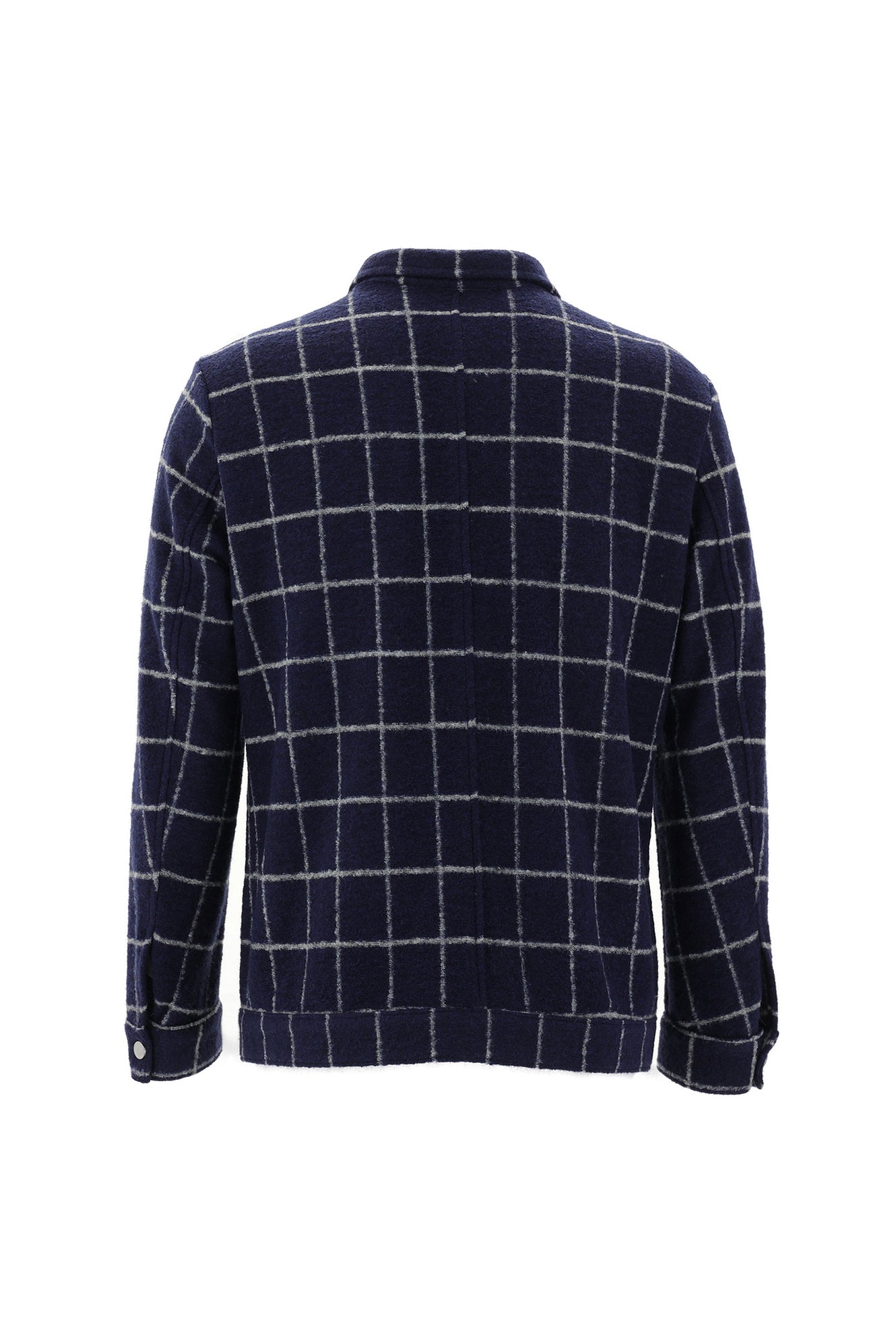 Orta Lacivert Slim Fit Dar Kesim Yünlü Shacket Gömlek / Mont-Abdullah Ki??l?