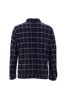 Orta Lacivert Slim Fit Dar Kesim Yünlü Shacket Gömlek / Mont-Abdullah Ki??l?