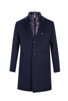 Koyu Lacivert Kaşmirli Kaban