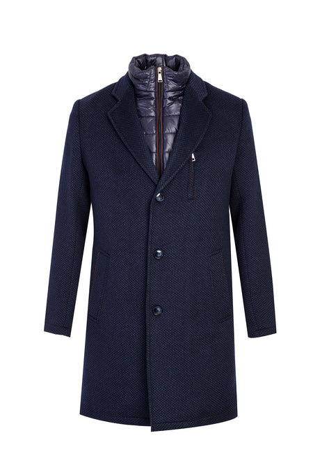 Koyu Lacivert Kaşmirli Kaban