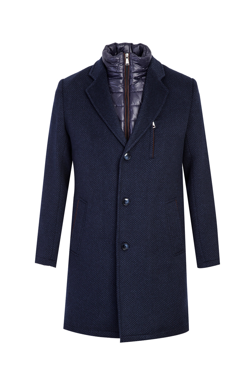 Koyu Lacivert Kaşmirli Kaban