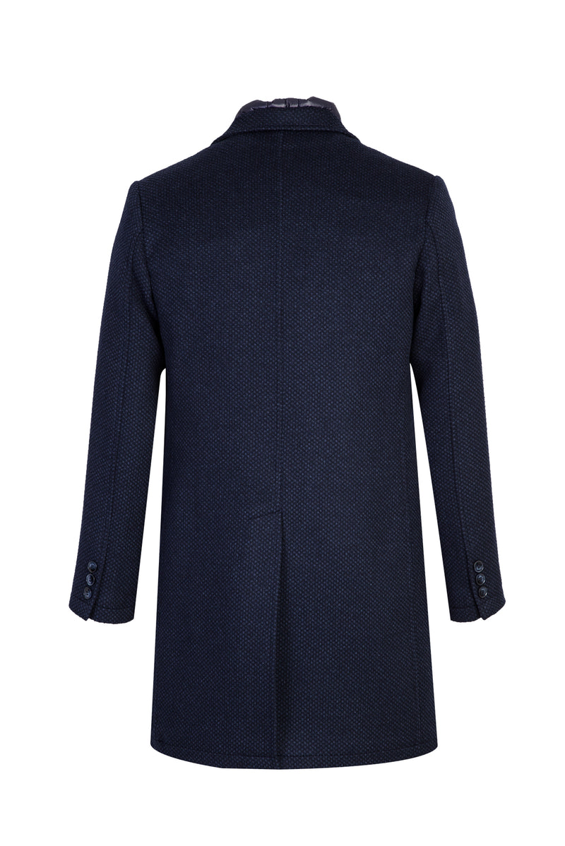 Koyu Lacivert Kaşmirli Kaban