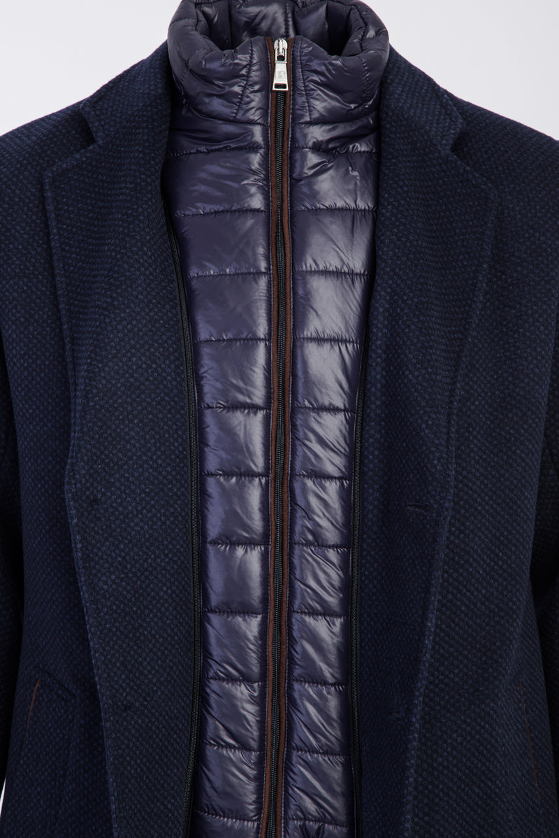 Koyu Lacivert Kaşmirli Kaban