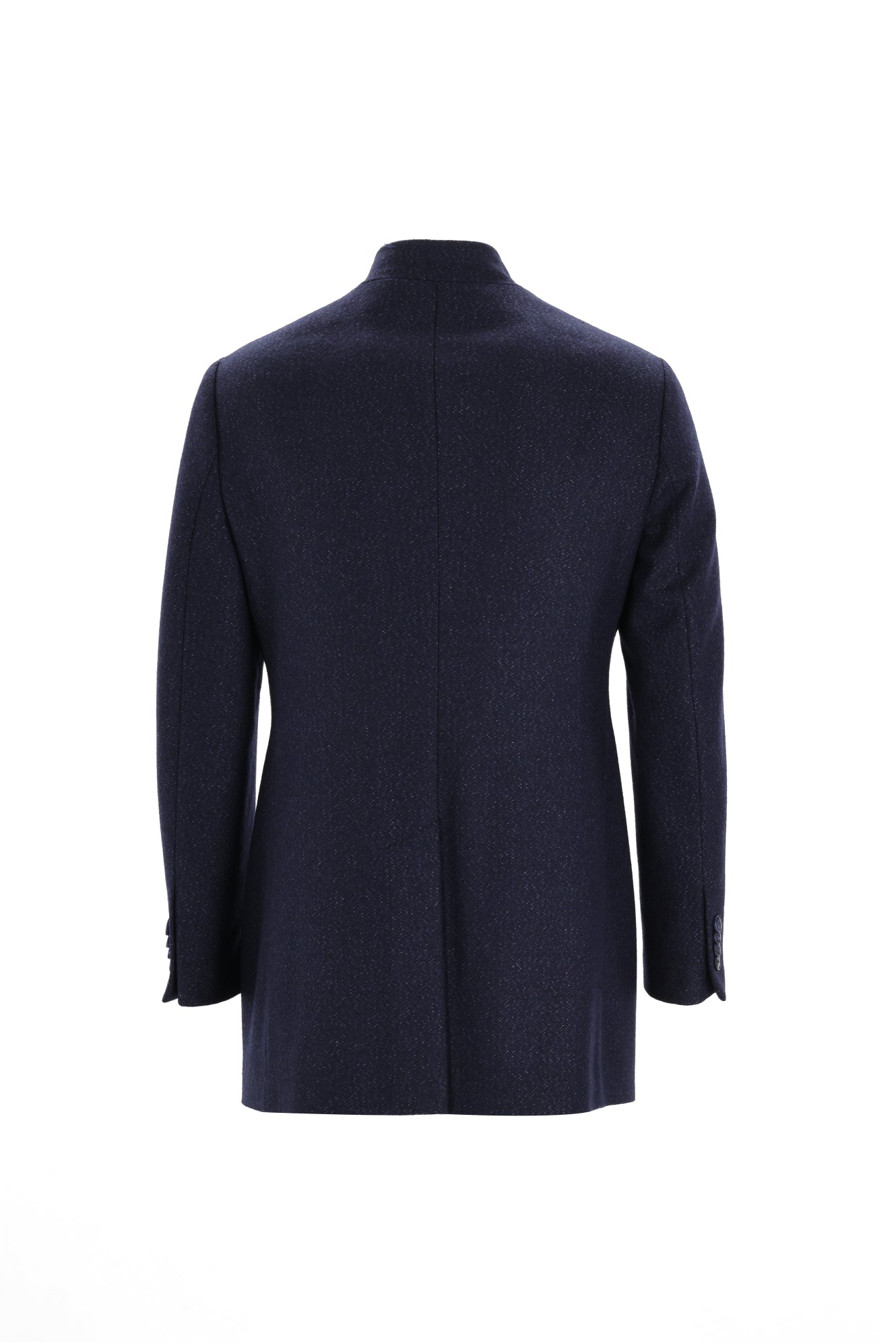 Koyu Lacivert Dik Yaka Yünlü Spor Kaban