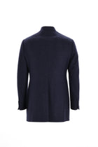 Koyu Lacivert Dik Yaka Yünlü Spor Kaban