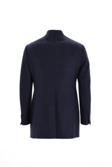 Koyu Lacivert Dik Yaka Yünlü Spor Kaban