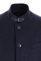 Koyu Lacivert Dik Yaka Yünlü Spor Kaban