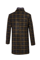 Hardal Dik Yaka Yünlü Desenli Kaban