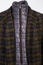 Hardal Dik Yaka Yünlü Desenli Kaban