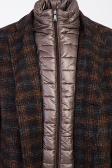 Tarçın  Dik Yaka Yünlü Desenli Kaban