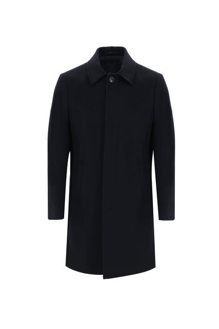 Siyah Lacivert Yünlü Palto