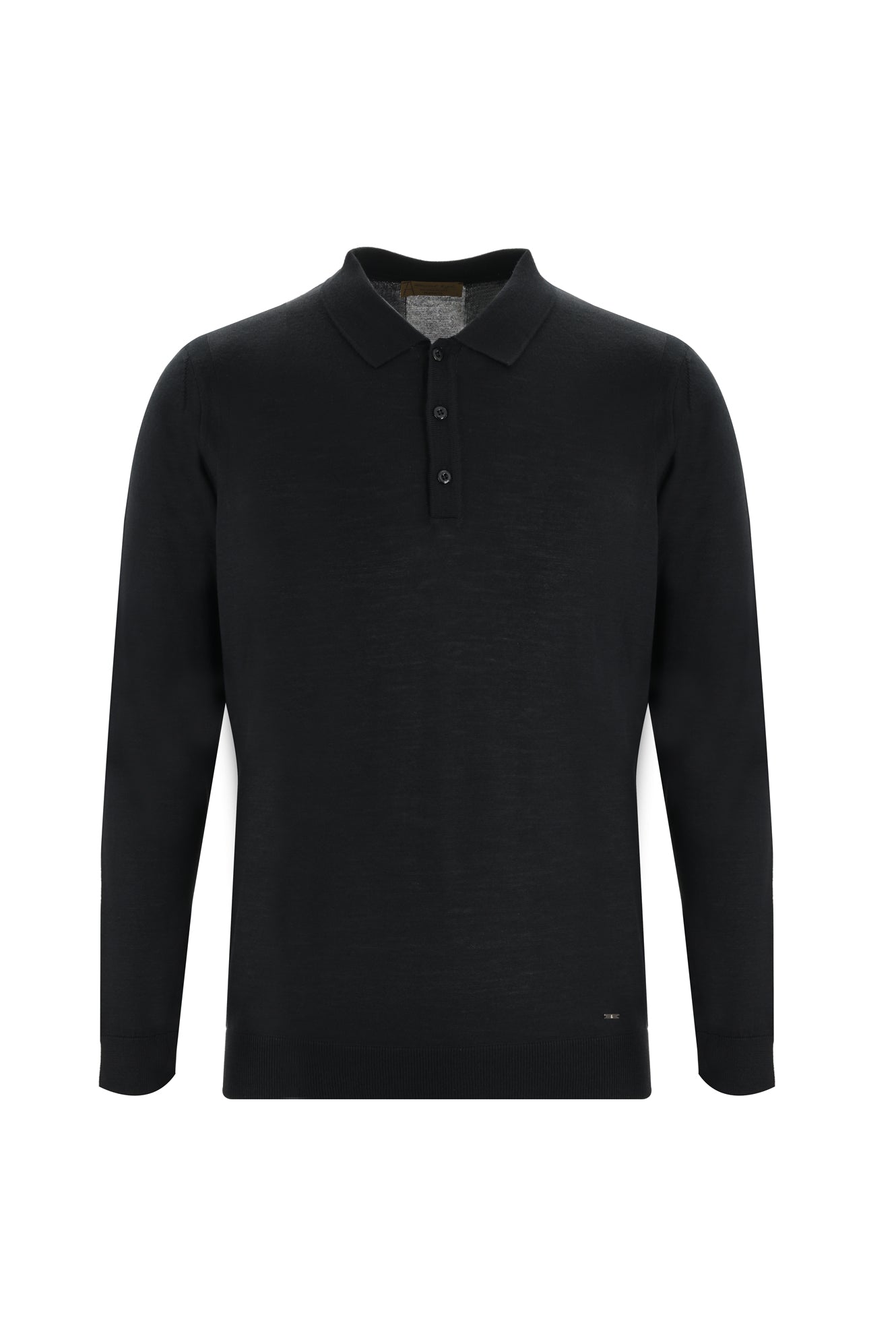 Siyah Polo Yaka Regular Fit Triko Kazak
