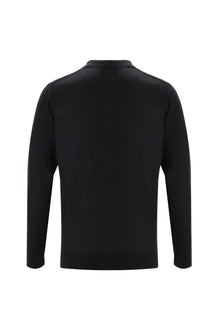 Siyah Polo Yaka Regular Fit Triko Kazak
