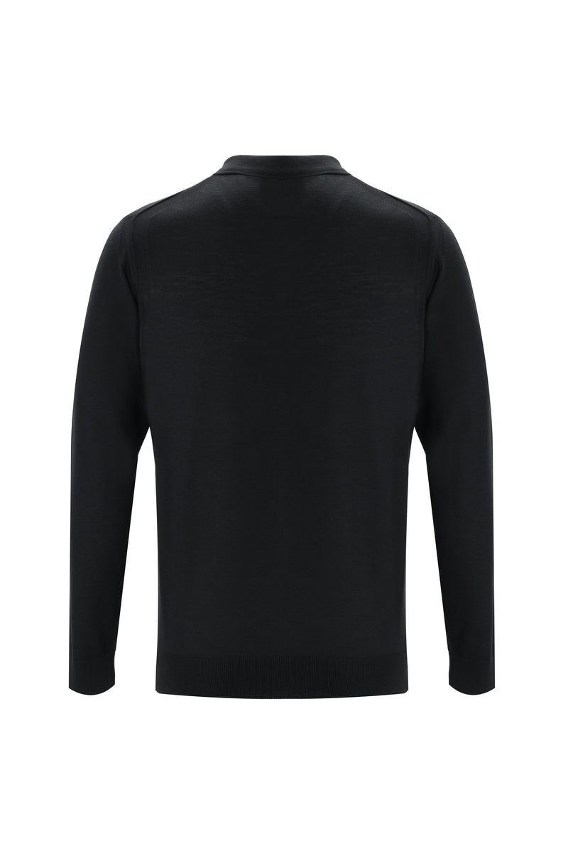 Siyah Polo Yaka Regular Fit Triko Kazak