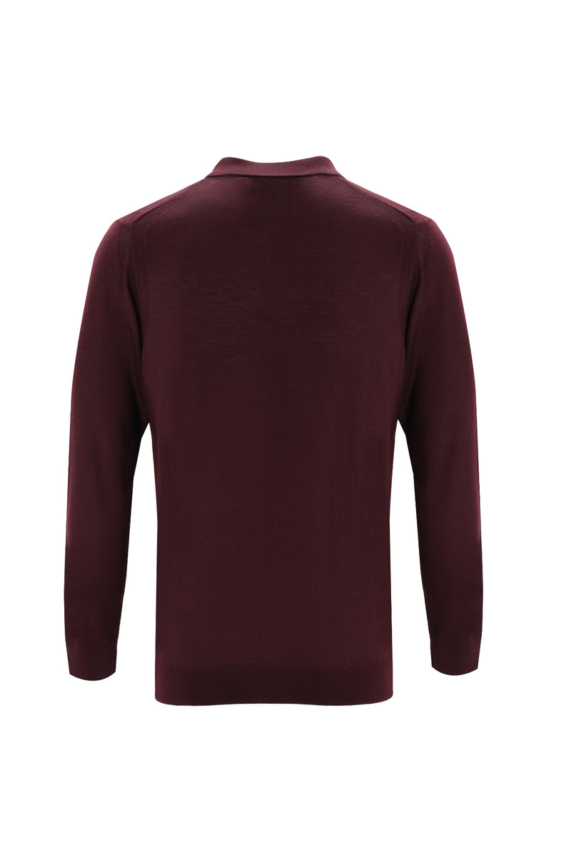 Koyu Bordo Polo Yaka Regular Fit Triko Kazak