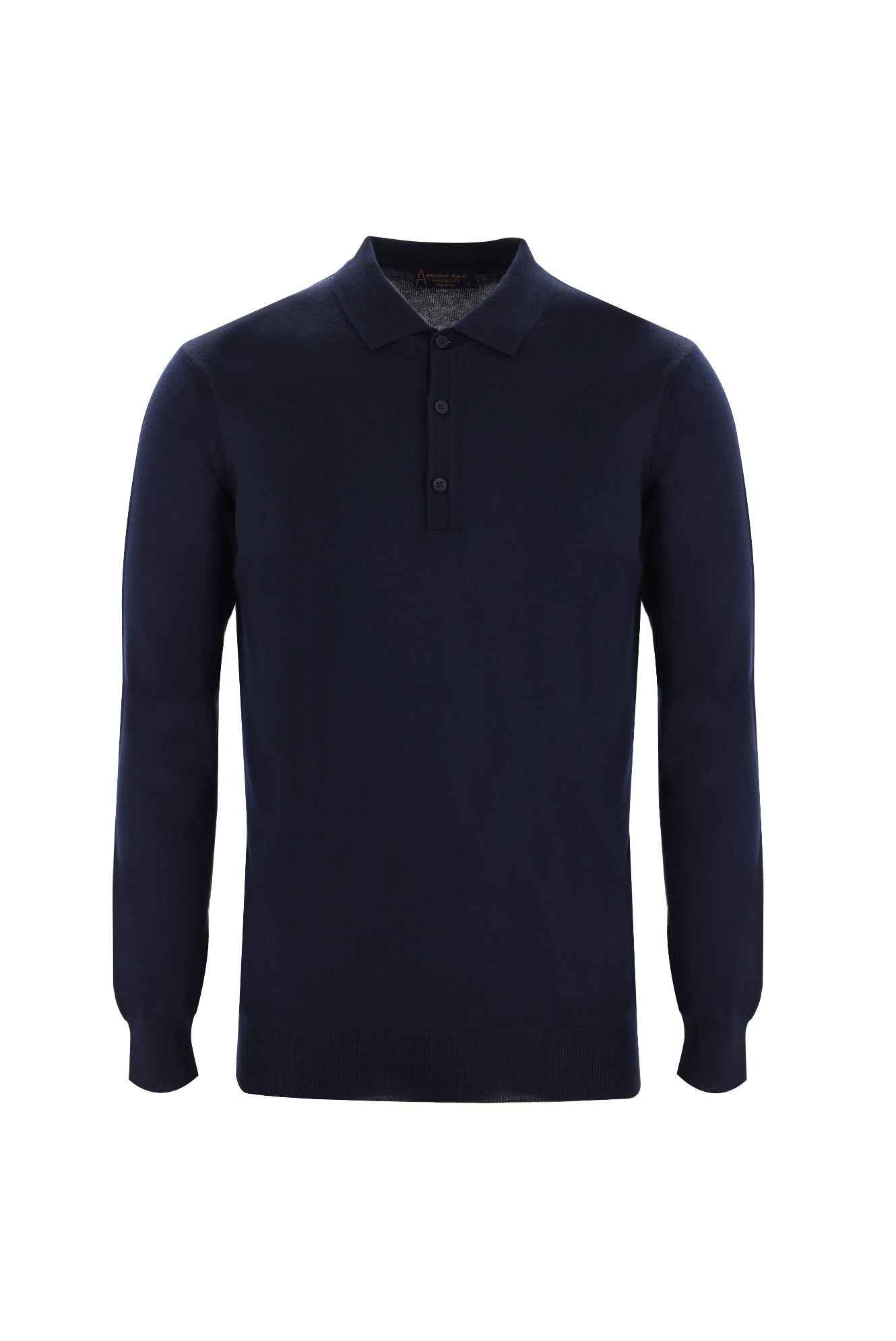 Orta Lacivert Polo Yaka Regular Fit Yünlü Triko Kazak